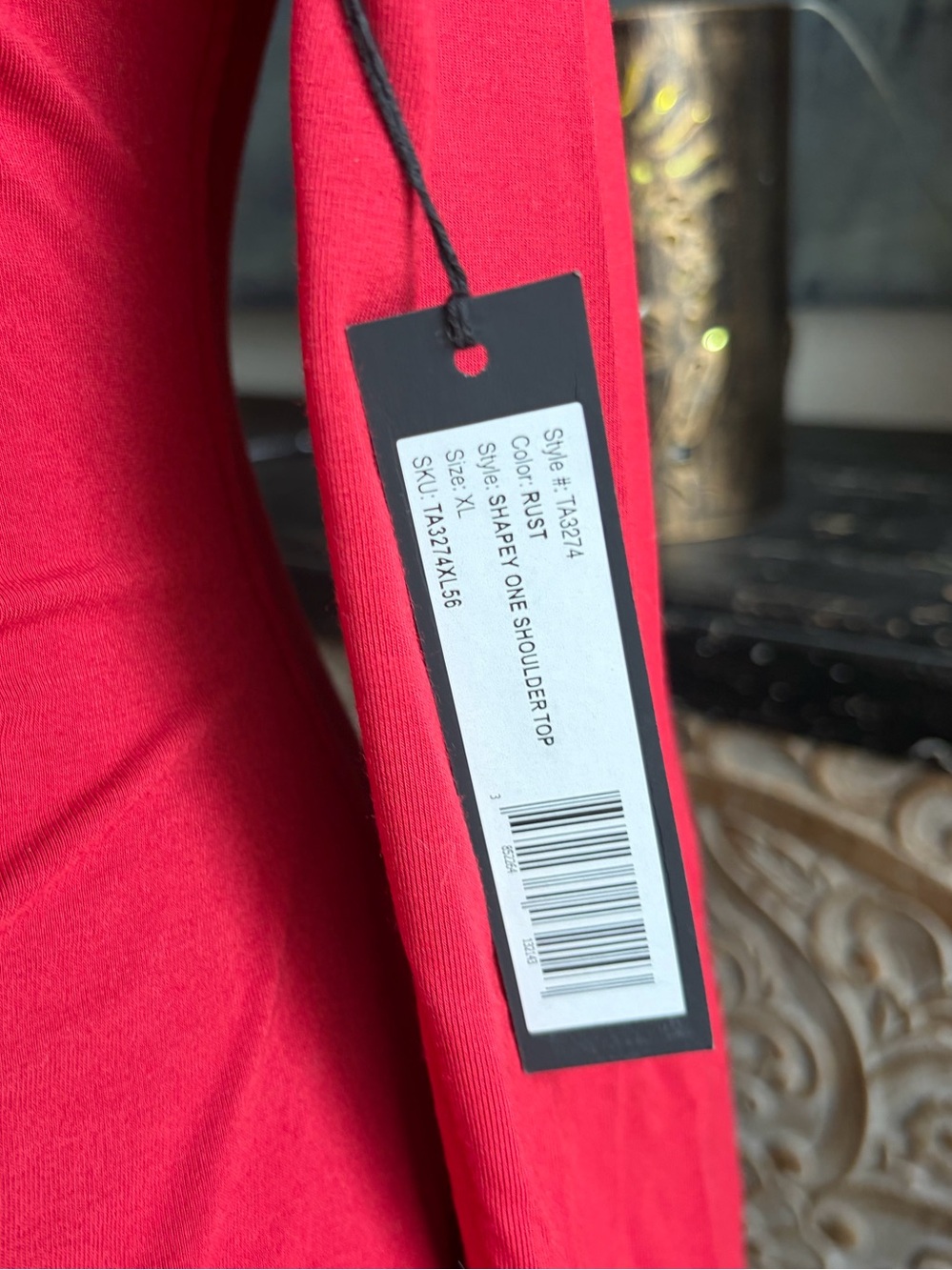 Women’s One-Shoulder Long Sleeve Top in Red - Picture 3 of 7